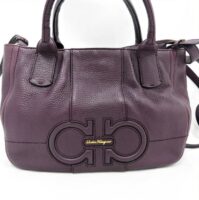 サルヴァトーレ フェラガモ AB-21 D685 ハンドバッグ ショルダーバッグ ダブルガンチーニ レザー パープル Salvatore Ferragamo