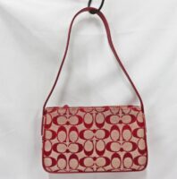 コーチ 6023 シグネチャー ショルダーバッグ ミニバッグ ワンハンドル キャンバス×レザー レッド レディース COACH