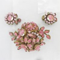 ミリアム ハスケル ピンクガラス ブローチ イヤリング セット MIRIAM HASKELL